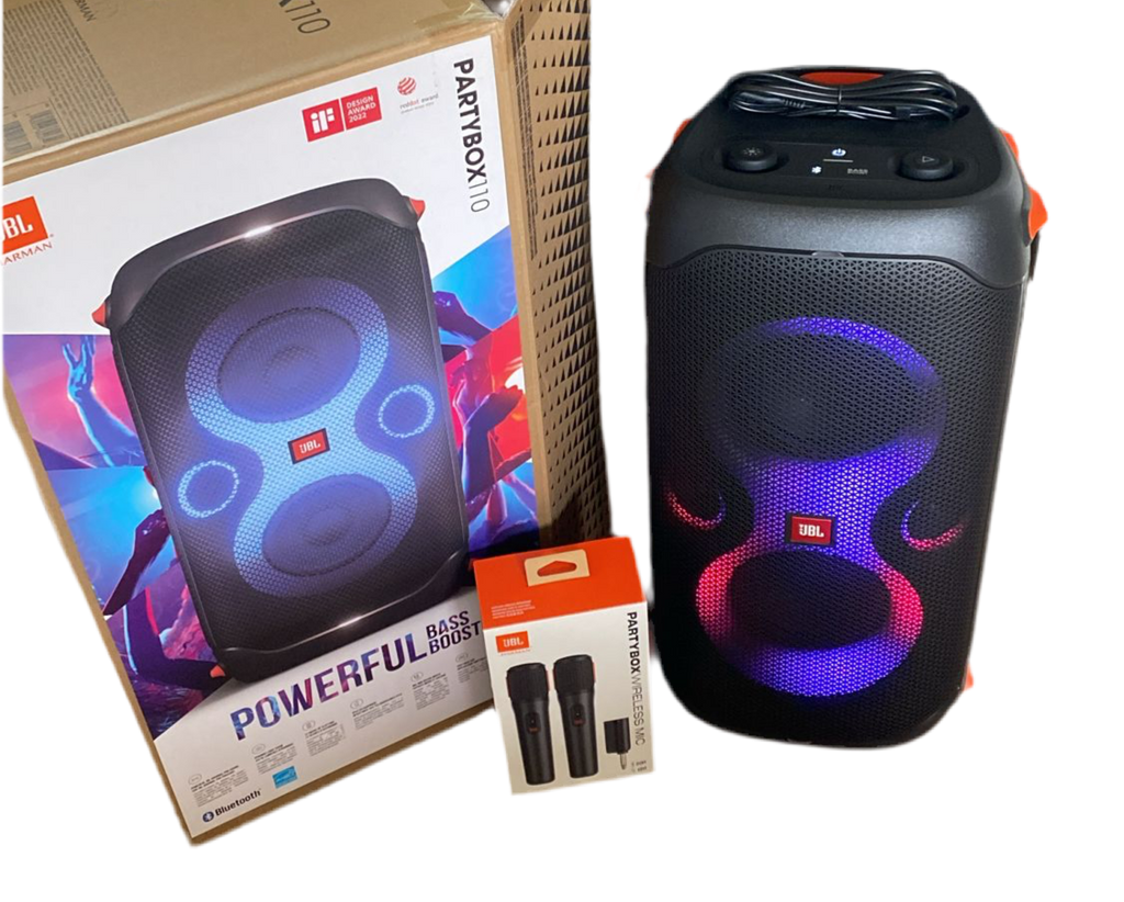 JBL Partybox met 2 draadloze microfoons te huur