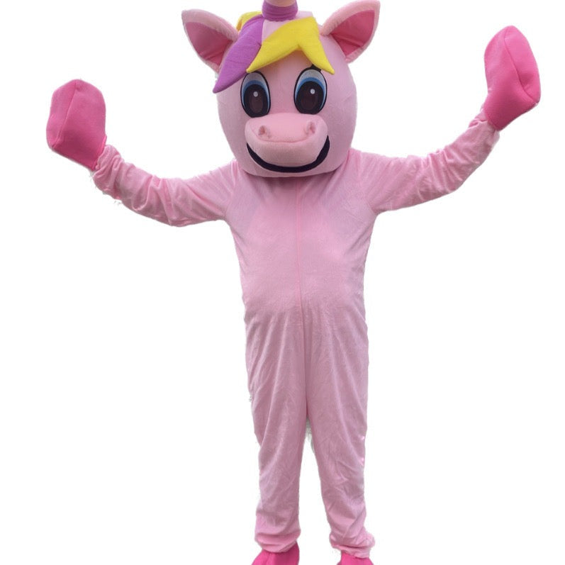 Mascottepak roze unicorn